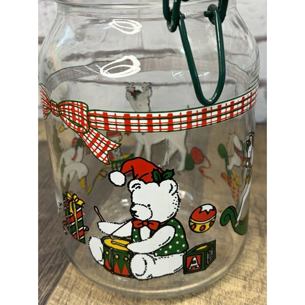 2 Christmas Goose Canisters Anchor Hocking Latching Lid Jars No. 9 Geese